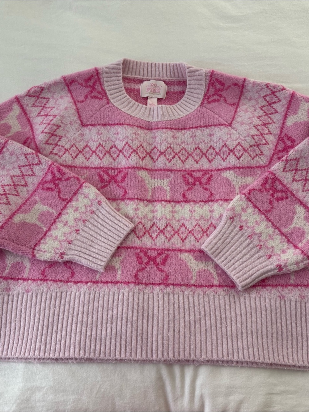 PINK Victoria's Secret Pink Patterned Fair Isle Crewneck Sweater